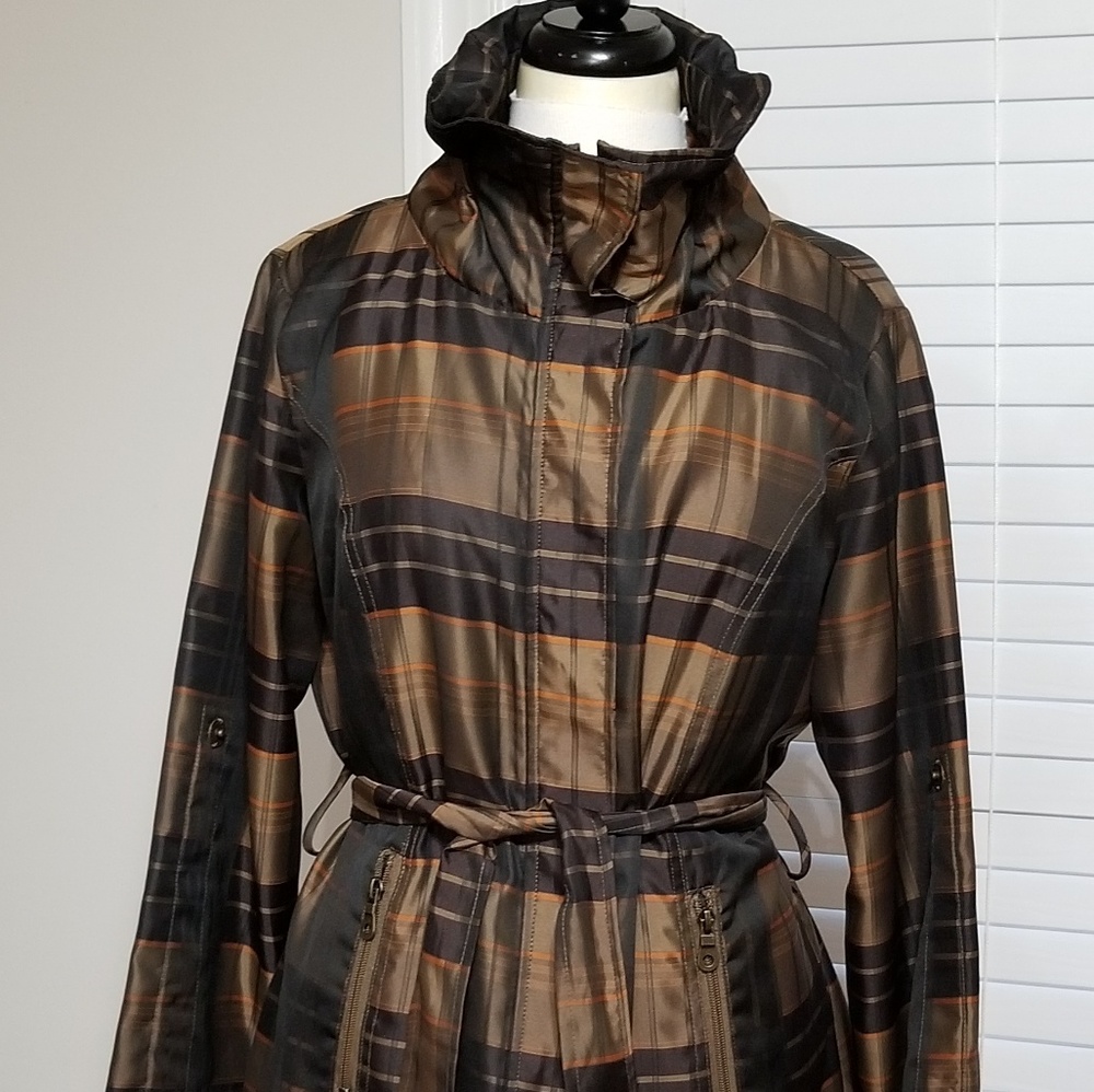 Puli Womens Brown Black Plaid Jacket Sz 8